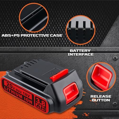 Masione 3.8Ah 20V Repalcement for Black and Decker 20V Lithium Battery BDL1805 LBXR20 LBXR2020-OPE Compatible with Black and Decker 20V Battery