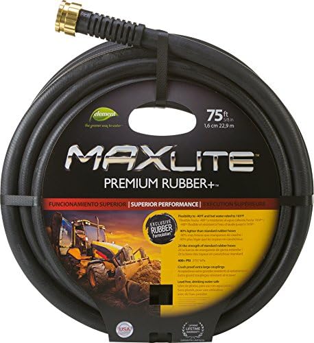 Swan Products CELSGC58050 Element MAXLite Premium Rubber+ Water Hose with Crush Proof Couplings 50' x 5/8", Black