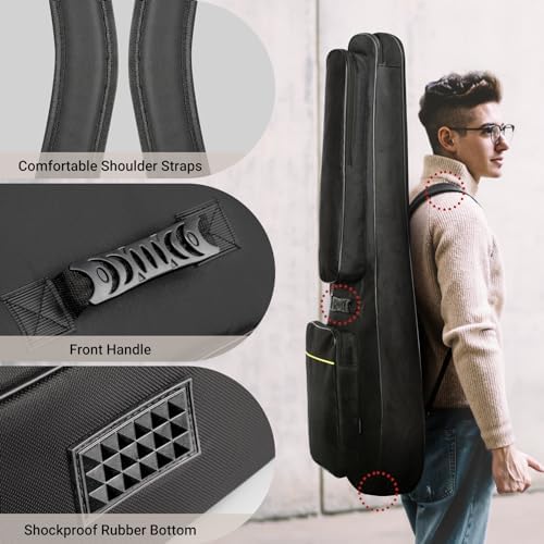 CAHAYA Acoustic Guitar Case Soft Padded Gig Bag Water-Resistant 41 in | 0.3 In Thick Soft Padded Guitar Backpack with Back Handle Loop & Large Top