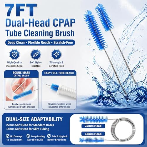 10 Pack CPAP Cleaning Kit with Speed-Adjustable Hose Dryer (for 22 mm &15 mm Tubing), Collapsible Wash Basin & 2 Hooks