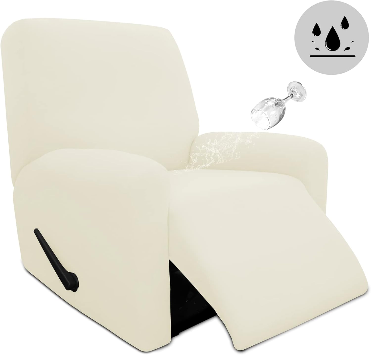 Easy-Going 4 Pieces Waterproof Recliner Chair Slipcover Washable | Stretch Soft Couch Cover for Dogs, Sofa Slipcover for Recliner Couch Furniture Protector for Kids, Pets Dark Gray