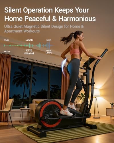 Elliptical Exercise Machine with 15.5''-17'' Stride & Heart Rate Grips,Ultra Silent Magnetic Elliptical Machine for Home with 16 Levels Resistance and LCD Monitor,400 LBS Weight Capacity