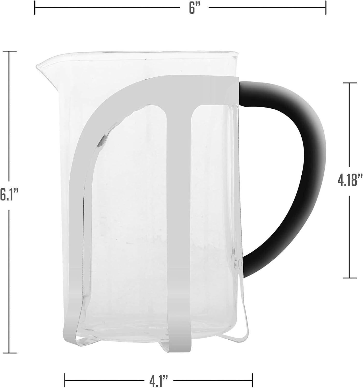 OVENTE French Press Coffee Maker, 34oz BPA-Free Cold Brewer, Clear FGC34T | Heat Resistant Borosilicate Glass, 4-Level Filter System, Stainless Steel Plunger, Cafetera Tea Pot for Kitchen Travel Gifts