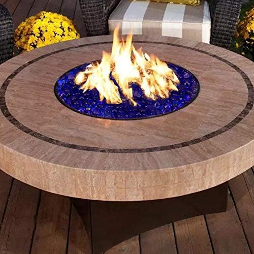 [18 Pound] Fire Glass Beads Fireglass Drops for Gas Fire Pit Fireplace Cobalt Blue Luster Reflective Decorative Glass Gems Rocks Pebbles Stone for