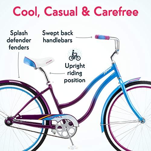 Kulana Lakona Shore, Tide or Wave Cruiser Bike, 20, 24 or 26 Inch Bike for Adults and Youth, 7 or Single Speed Beach Cruiser Bicycle