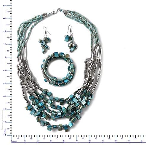 Costume Sets Beaded Bracelet Earrings Necklace Set Seed Beads Summer 22" | Summer Beach Boho Costume Jewelry