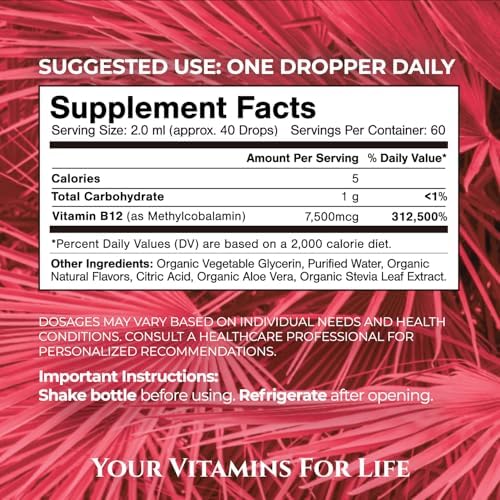 ULTRA MAX B12 | Max Potency 5000mcg Vitamin B12 Sublingual Liquid Drops | Methyl B12 (Methylcobalamin) | Max 98% Absorption Rate | Increase Energy &