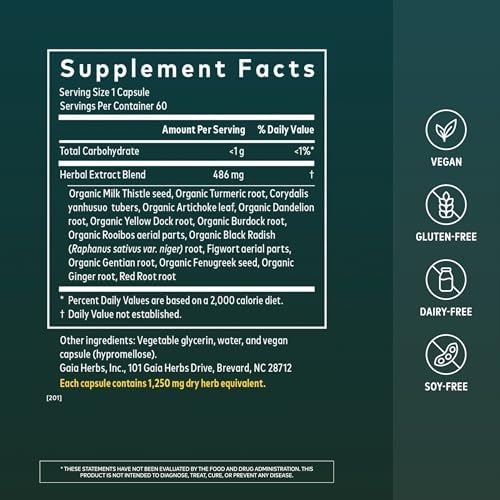 Gaia Herbs Liver Cleanse - Liver Health Support Herbal Supplement with Milk Thistle, Burdock, Turmeric