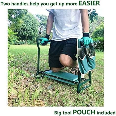 BESTHLS Garden Kneeler and Seat - Heavy Duty Folding Stool with Thick Pad, Tool Pouch, 330 lbs Capacity - Knee & Back Support, Perfect for Seniors, Women, Men