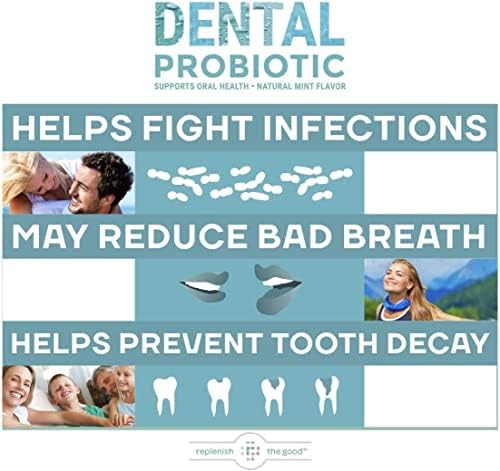 Dental Oral Probiotic, 60 Chewable Tablets - Supplements w/BLIS K12 & M18 - Bad Breath Treatment for Adults - Boosts Oral Health - Fights Halitosis, Tooth Decay, Strep Throat (Mint Flavor)
