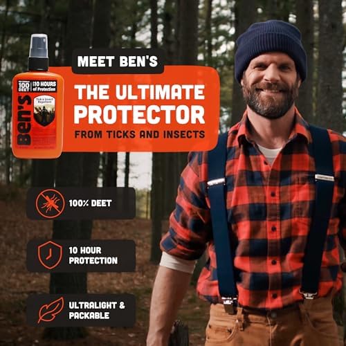 Ben's 100 DEET Tick & Insect Repellent Pump Spray, 3.4 fl oz, 2 Pack | Maximum Strength 100% DEET Formula Offers 10 Hours of Protection with No Alcohol or Other Additives for Adults & Children