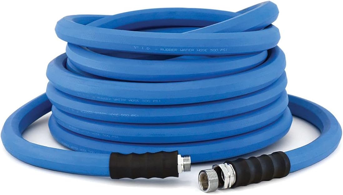AG-LITE BSAL5825 5/8" x 25' Hot/Cold Water Rubber Garden Hose, 100% Rubber, Ultra-Light, Super Strong, 500 PSI, 50F to 190F Degrees, High Strength Polyester Braided