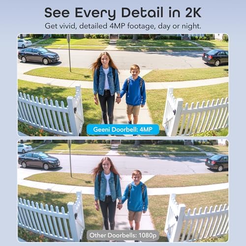 Geeni Halo 3MP Smart Video Doorbell Camera, Battery Powered or Hardwired | Includes plug-in chime, 2K HD video, 2-way audio, night vision