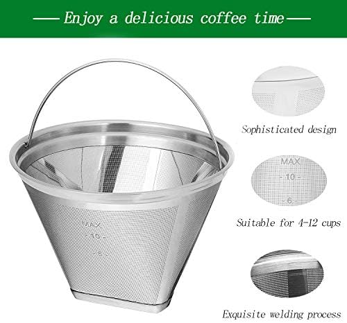 Stainless Steel Reusable Coffee Filters Basket 8 12 Cup Sturdy Permanent Coffee Filter fit for Mr. Coffee Black,Decker Coffee Makers 8 12 cups