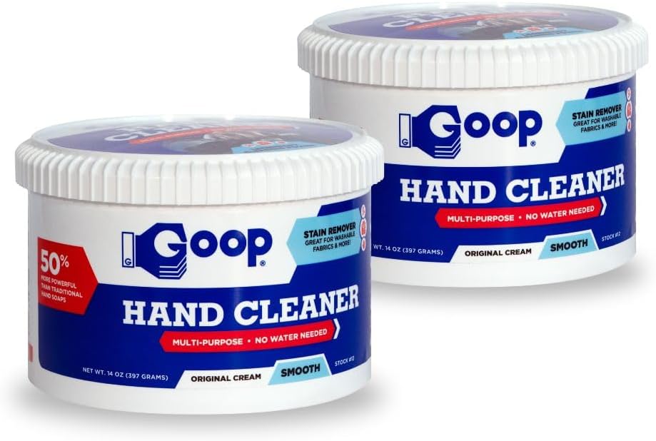 GOOP Multi-Purpose Hand Cleaner- Waterless Hand Degreaser, Laundry Stain Remover - NonToxic and Biodegradable Cleaner Remove Dirt, Oil, Paint, Ink, and Clothes Stains Original, 14oz Pack of 1