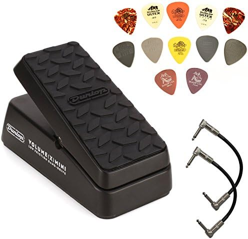 Dunlop DVP4 Volume X Mini Pedal Bundle with 2 Patch Cables and Dunlop PVP101 Pick Pack
