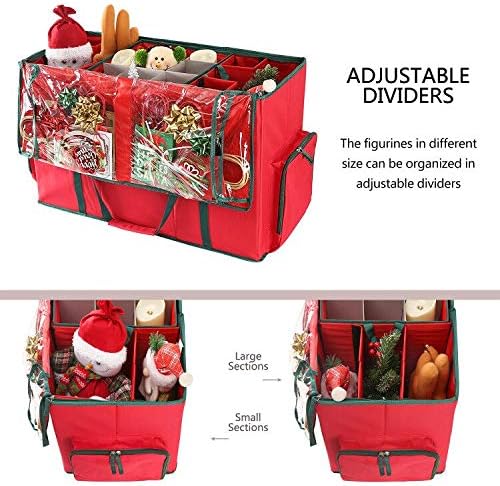 Sattiyrch Large 2-in-1 Christmas Ornament Storage Box & Xmas Figurine Container - Easy Access Removable Trays
