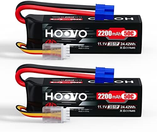 HOOVO 3S 11.1V Lipo Battery 2200mAh 50C with EC3 Plug 2pack | for RC Car Boat Truck Multi-Motor Heli Airplane Quadcopter Helicopter Hobby