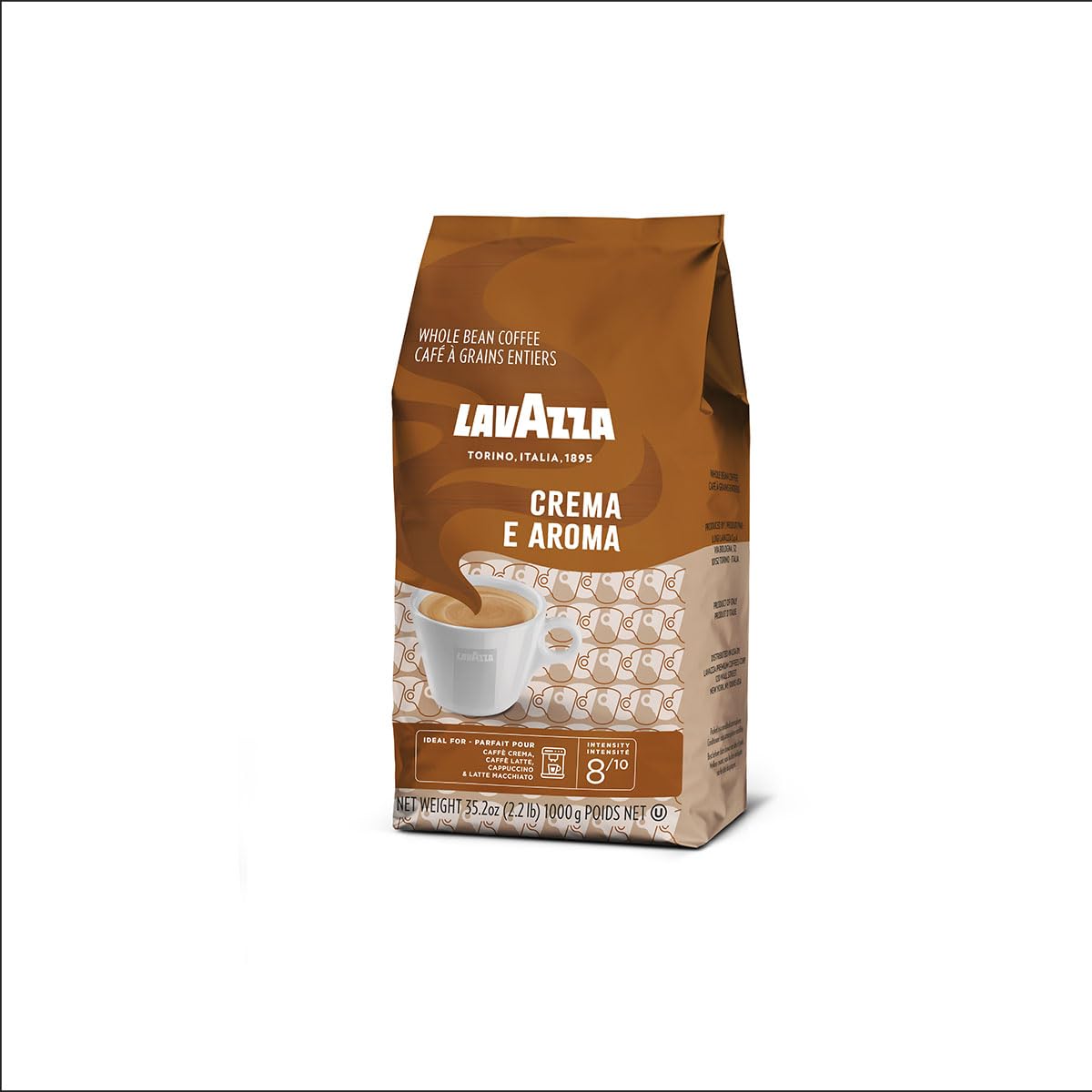 Lavazza Super Crema Whole Bean Coffee, Medium Espresso Roast, Arabica and Robusta Blend, 2.2 lb Bag, Package May Vary (Pack of 1)