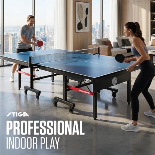 STIGA Advantage Series Indoor Ping Pong Table, Foldable Table Tennis Table - 13, 15, 18, and 25mm Tabletops - Quickplay 10 Minute Assembly - Playback Mode - Recreational- to Tournament-Level