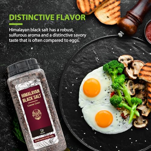 Soeos Black Salt, Coarse Grain, 2.4 LB(39 Oz), Natural Faux Egg Flavor