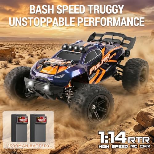 V3 1/14 Fast RC Cars for Adults, 4x4 Offroad Waterproof Monster Truck | 40+ mph High Speed Remote Control Drift Buggy Car , Electric Powered All Terrain Truggy with 2S Battery for Snow Sand