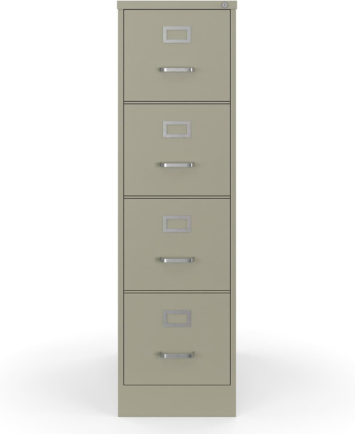 Staples 4-Drawer Vertical File Cabinet, Letter Size Documents, Lockable, 26.5" D x 15" W x 51.97" H, Putty/Beige