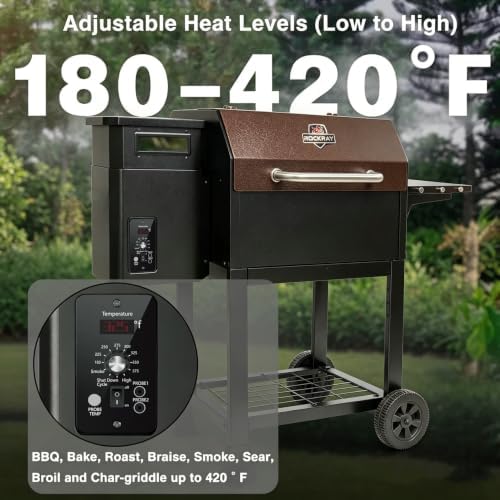 465 SQ.IN Wood Pellet Grill & Smoker with Side Shelf, 8 IN 1 BBQ Grill with PID Temperature Control for Outdoor Cooking, BBQ Camping and Patio