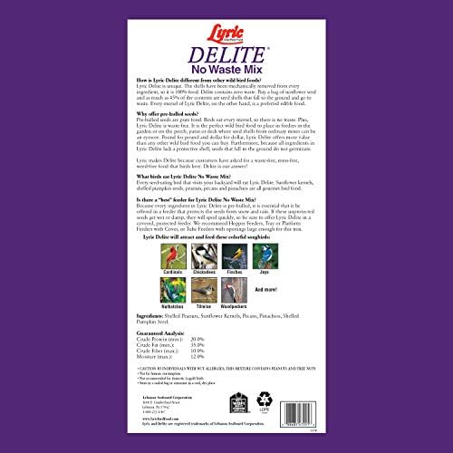 Lyric Fine Tunes and Delite No Waste Wild Bird Seed Mixes - Attracts Bluebirds, Finches and More - 35 lb