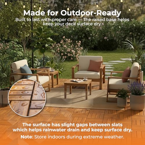 Majestick Goods 8-Pack Slat Acacia Wood Interlocking Deck Tiles