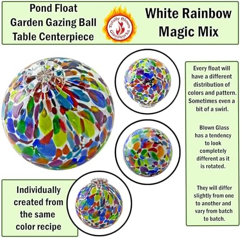 Totally Blown Glassworks Pond Float. Handmade Blown Glass, Garden Gazing Ball, Table Centerpiece