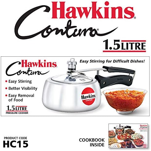 Hawkins 3.5 Litre Contura Pressure Cooker, Handi Inner Lid Cooker, Silver (HC35)