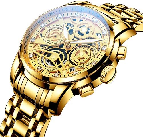 NEKTOM Watches for Men with Stainless Steel, Quartz Analog Watch with Date, Luxury Minimalist Dress Mens Watches, Chronograph Watch, 3ATM Waterproof