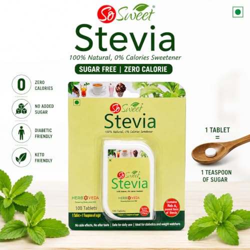 So Sweet Stevia 500 Tablet Dispenser - Natural Sweetener, Zero Calories, Keto-Friendly, Sugar Substitute, No Artificial Flavors, Convenient Travel Size
