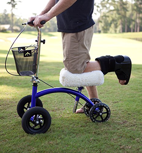 KneeRover Deluxe Plush Synthetic Sheepskin Knee Scooter Pad Cover Cushion | Knee Rover Pad Accessory, Thick Comfortable Foam Padding, Fits Most Models