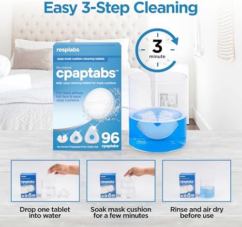 resplabs CPAP Cleaning Tablets, 96 Pack - Effervescent Cleaner for CPAP Masks, Tubing, and Humidifiers - 3 Month Supply
