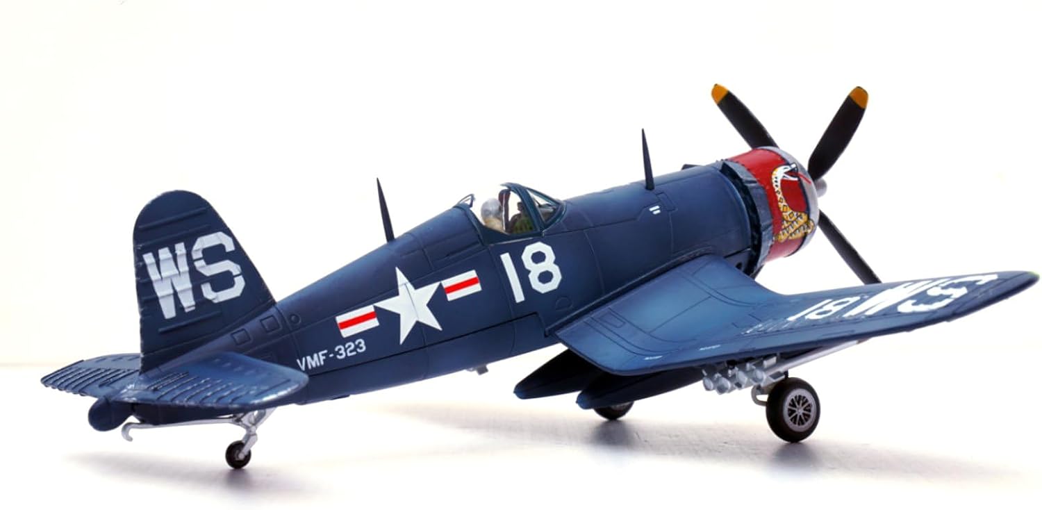 Alloy WWII USMC F4U Corsair Fighter VMF-323 Death Rattlers White 18 Model 1:72 Toy Simulation Science Exhibition Model
