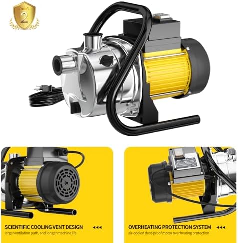 Water Transfer Pump 110V Shallow Well Pump 1.6HP Electric Portable Garden Pressure Booster Pumps for Sprinkler Irrigation Lawn with Adapters, Green