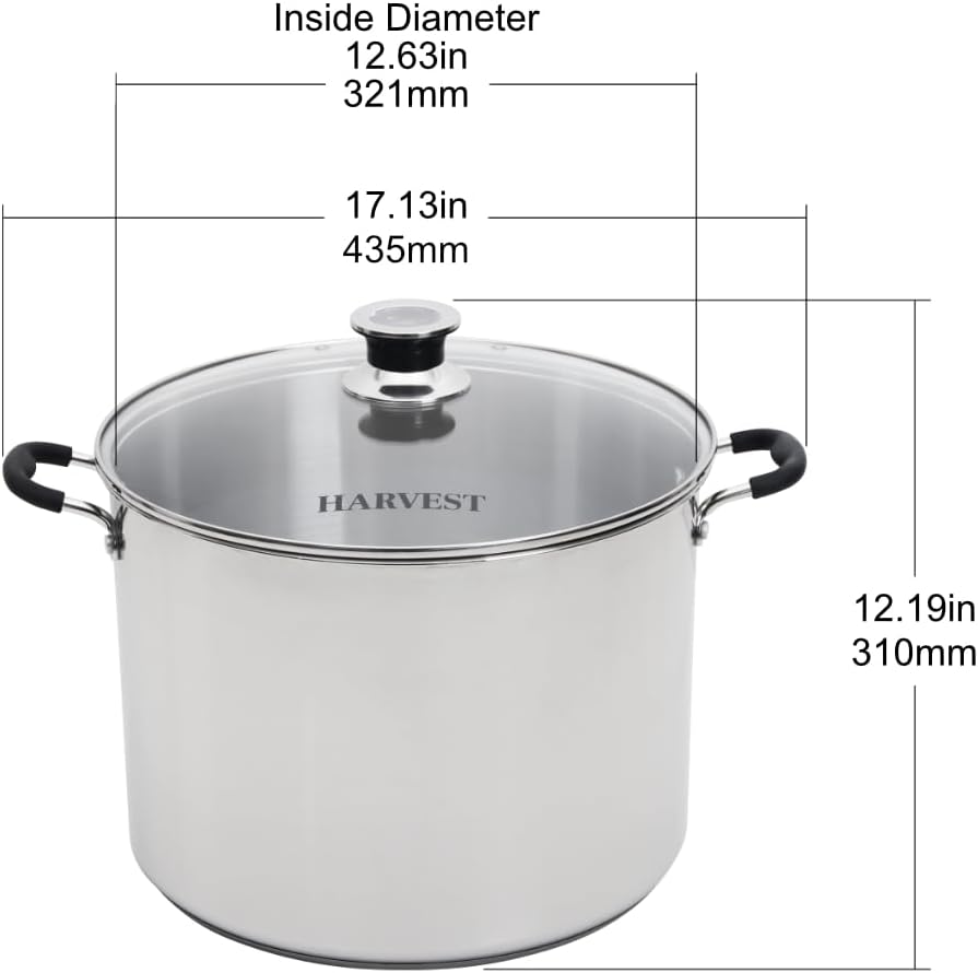 Harvest Stainless Steel 20 Qt Canning Pot with Rack | Water Bath or Steam Canning | Works on All Stovetops Including Induction, Glass, Gas (Stainless Steel Canner + Tools) (Stainless Steel Canner)