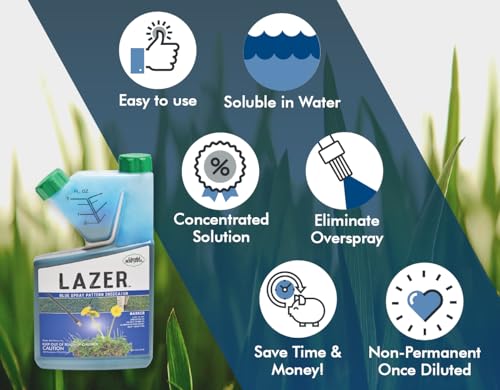 Liquid Harvest Lazer Blue Concentrated Spray Pattern Indicator 8 Ounces Perfect Weed Dye, Herbicide Fertilizer Marking Turf Mark and Marker