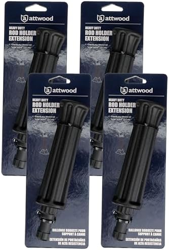 Attwood 5016-3 Heavy-Duty Rod Holder Extension, Black, Up to 6 Inches, Mounts to Round or Square 7/8 to 1 1/4-inch-Diameter Rail