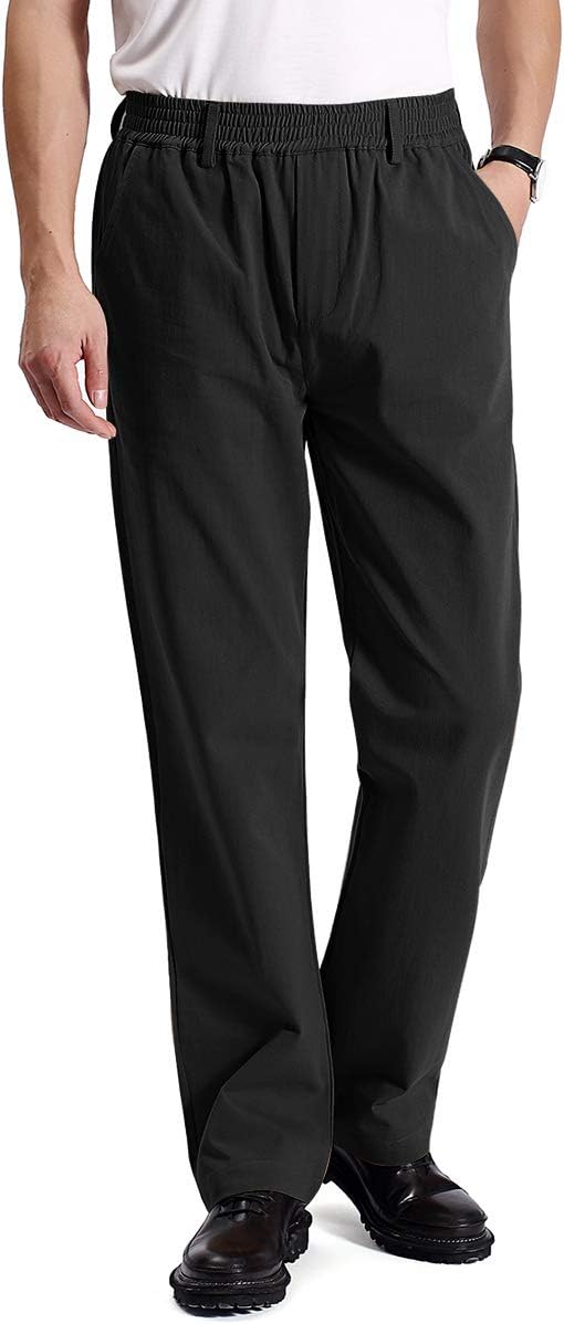 IDEALSANXUN Mens Casual Elastic Waist Twill Pants