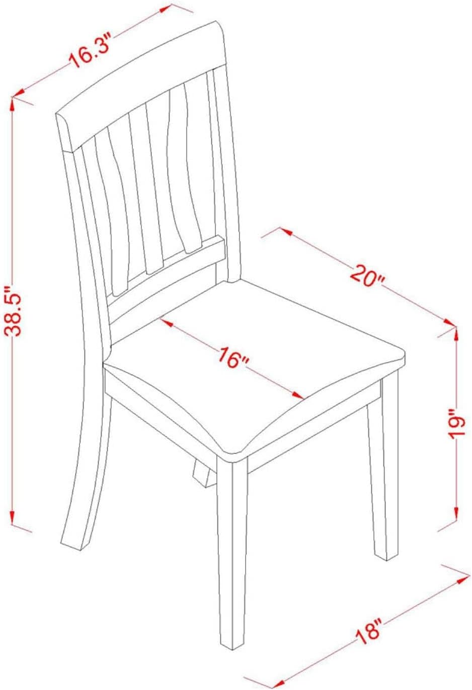 East West Furniture ANC-WHI-W Antique Dining Room Chairs - Slat Back Solid Wood Seat Chairs, Set of 2, Buttermilk & Cherry