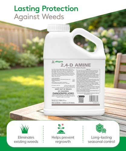ALLIGARE 2,4-D Amine Weed Killer Concentrate - Post-Emergent Herbicide to Control Pigweed, Thistle, Ragweed, & More - 47.2% Active Ingredient - for Lawns, Pastures, Aquatic Sites & Crops - 2.5 Gallon