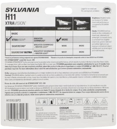 SYLVANIA - H11 XtraVision - High Performance Halogen Headlight Bulb, High Beam, Low Beam and Fog Replacement Bulb (Contains 2 Bulbs)