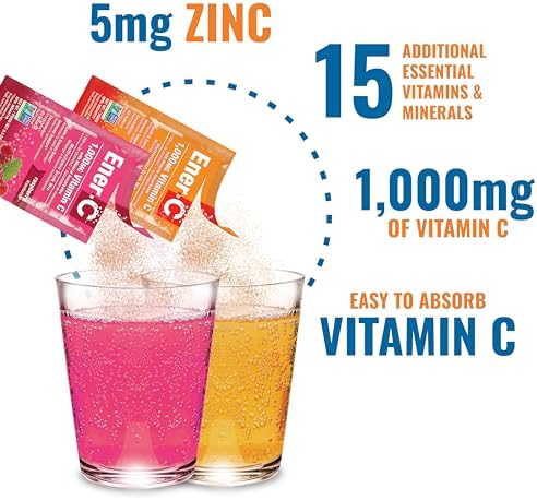 Ener-C Multivitamin Drink Mix, Electrolytes Powder - Raspberry, 30 Count | Vitamin Packets for Water, Vitamin Drink Mix, Hydration Liquid Mix, Immune Booster for Adults, Healthy Energy