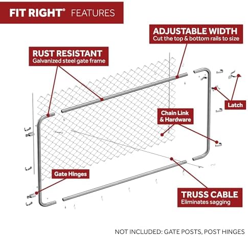 Fit-Right 5'H Adjustable Chain Link Gate Kit - Galvanized