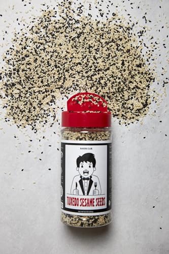 Bakers Club 8.5oz Mixed Black and White Sesame Seeds - Tuxedo blend for Sushi, Tuna, Stir Fry, Bread, Poke Bowls - Kosher, Gluten Free
