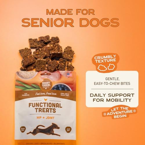 Smart Cookie All Natural Dog Treats - Healthy Hip and Joint Chicken Dog Biscuits with Glucosamine - Ideal for Senior Dogs and Sensitive Stomachs - Dehydrated, Crunchy, Human-Grade, Made in USA - 8oz