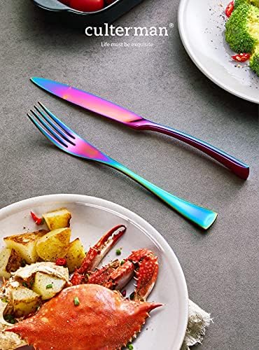 Rainbow Silverware Flatware Cutlery Set,Include Knife Fork Spoon, Dishwasher Safe (color 20 Pieces Flatware Sets)